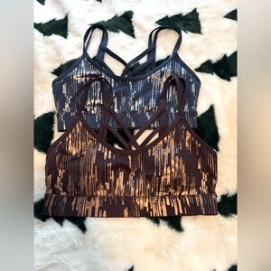 Stylish Strappy Blue and Brown Sports Bras Set